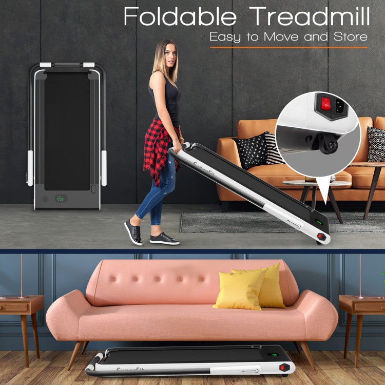 2.25 HP 2-in-1 Folding Treadmill with Remote Control and LED Display