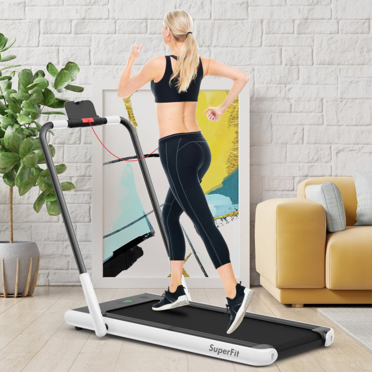 2.25 HP 2-in-1 Folding Treadmill with Remote Control and LED Display