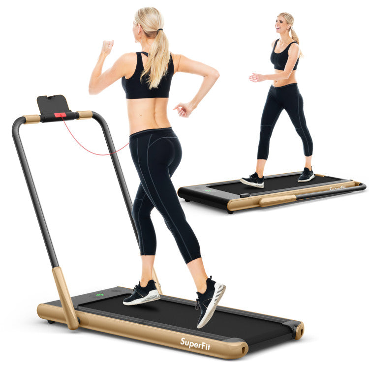 2.25 HP 2-in-1 Folding Treadmill with Remote Control and LED Display