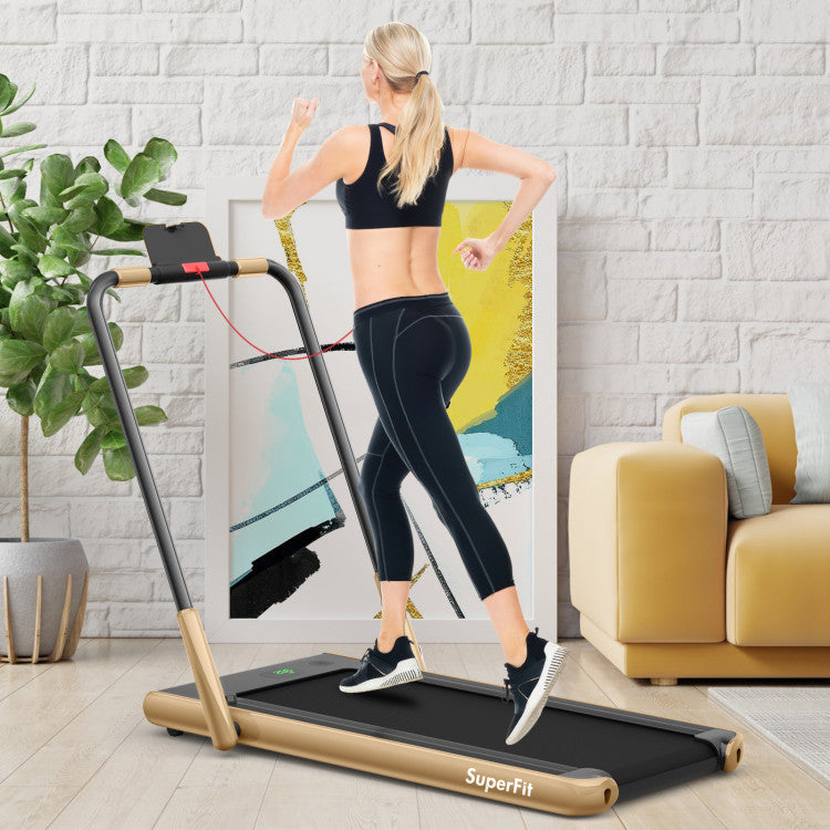 2.25 HP 2-in-1 Folding Treadmill with Remote Control and LED Display