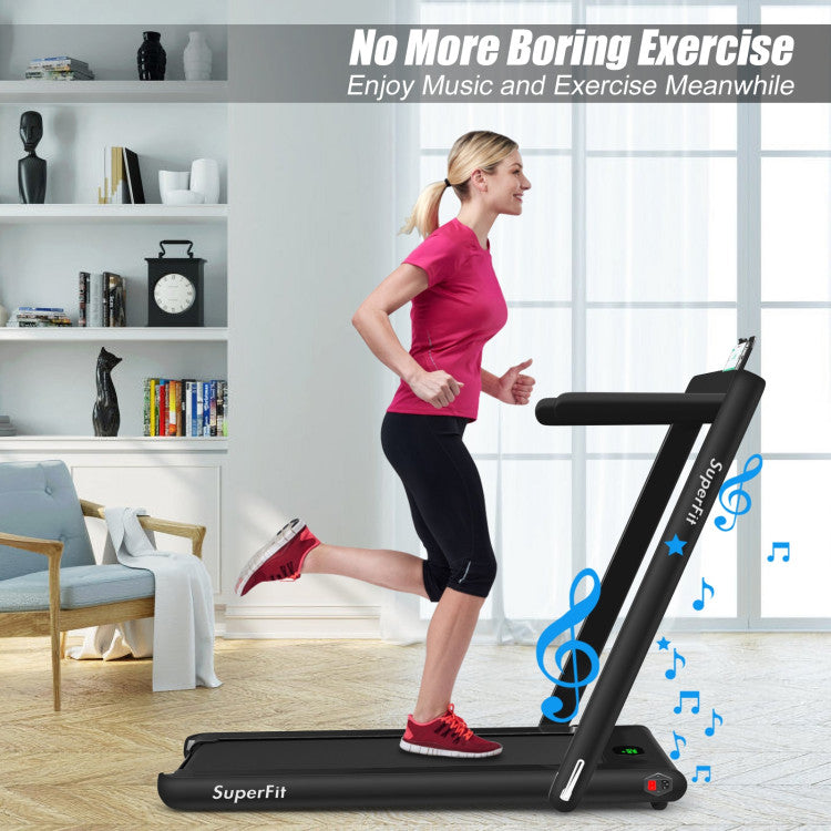 Costway 2.25HP 2-in-1 Folding Treadmill with Bluetooth Speaker Remote Control