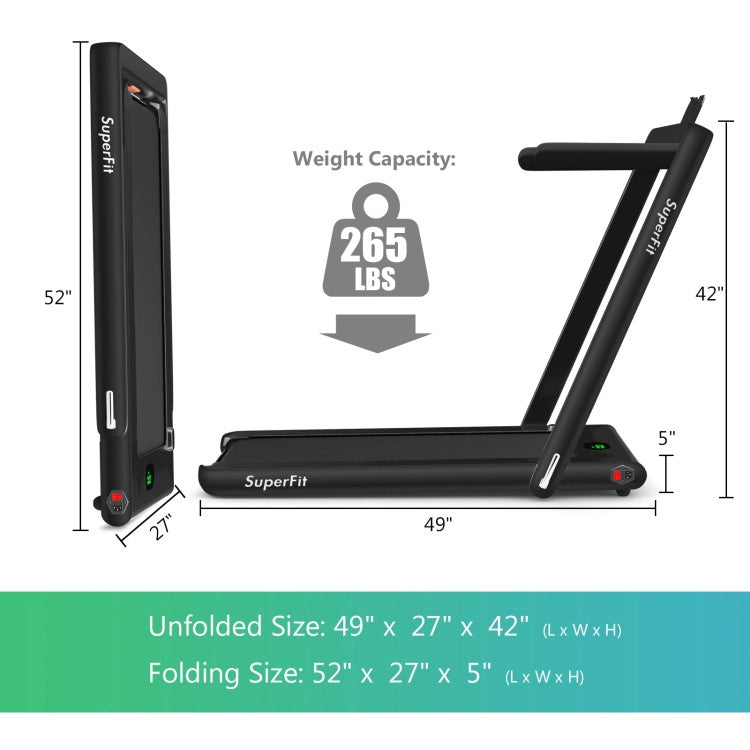 Costway 2.25HP 2-in-1 Folding Treadmill with Bluetooth Speaker Remote Control