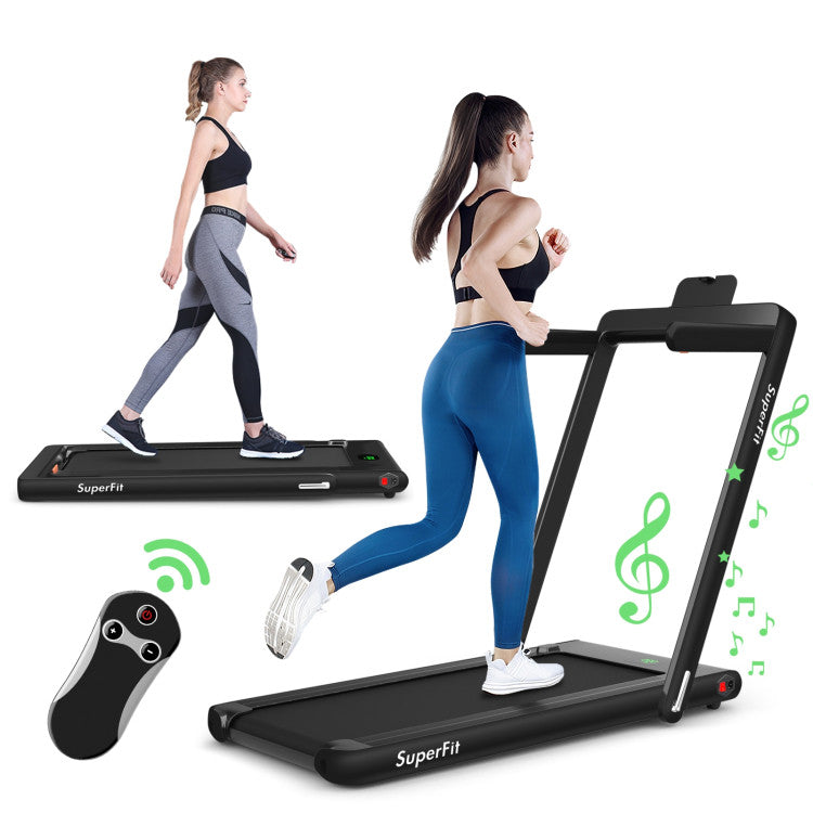 Costway 2.25HP 2-in-1 Folding Treadmill with Bluetooth Speaker Remote Control