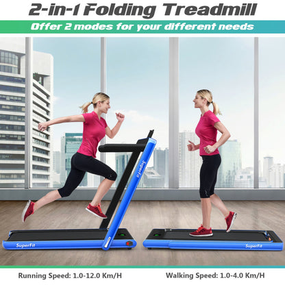 Costway 2.25HP 2-in-1 Folding Treadmill with Bluetooth Speaker Remote Control