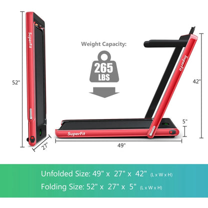 Costway 2.25HP 2-in-1 Folding Treadmill with Bluetooth Speaker Remote Control