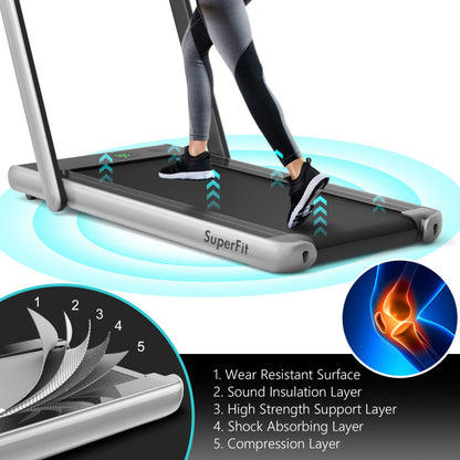 Costway 2.25HP 2-in-1 Folding Treadmill with Bluetooth Speaker Remote Control