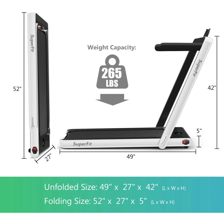 Costway 2.25HP 2-in-1 Folding Treadmill with Bluetooth Speaker Remote Control