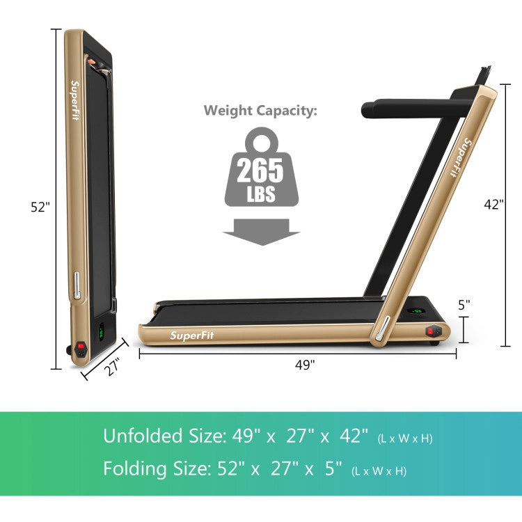 Costway 2.25HP 2-in-1 Folding Treadmill with Bluetooth Speaker Remote Control