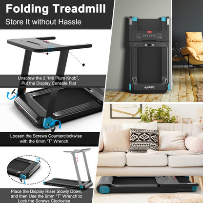 Costway 2.25 HP Electric Folding Treadmill with HD LED Display and APP Control Speaker