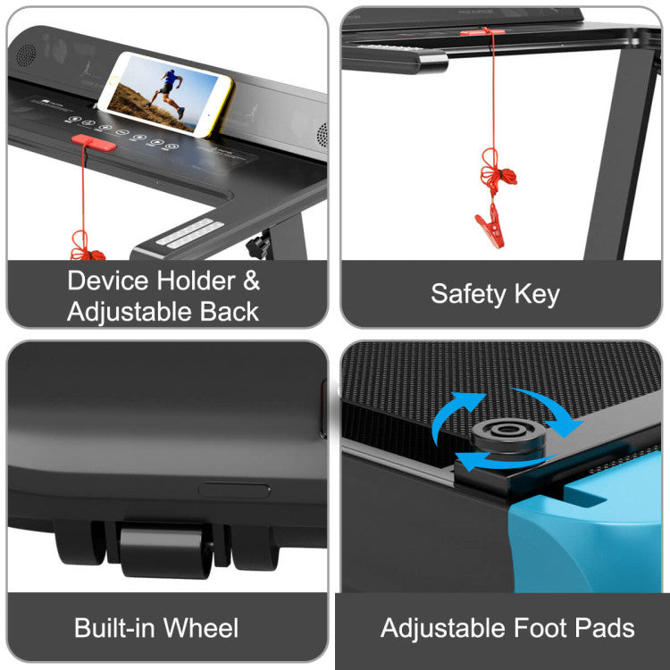 Costway 2.25 HP Electric Folding Treadmill with HD LED Display and APP Control Speaker