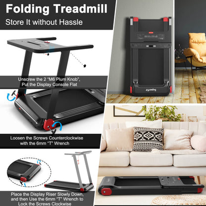 Costway 2.25 HP Electric Folding Treadmill with HD LED Display and APP Control Speaker