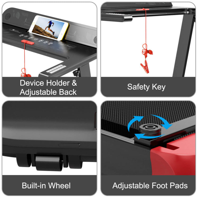 Costway 2.25 HP Electric Folding Treadmill with HD LED Display and APP Control Speaker