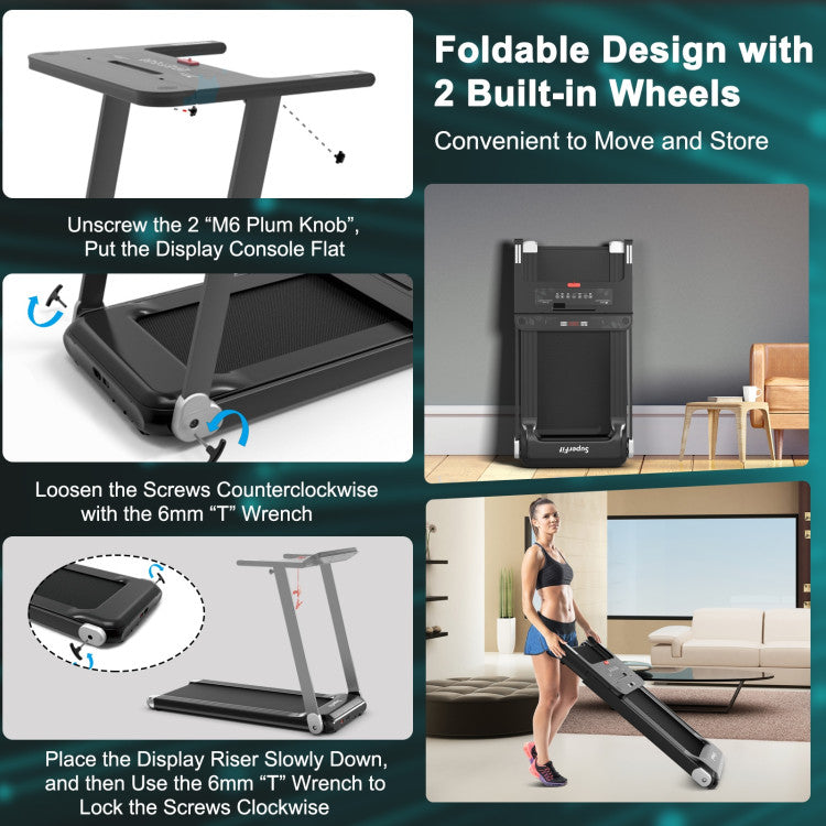 Costway 2.25 HP Electric Folding Treadmill with HD LED Display and APP Control Speaker