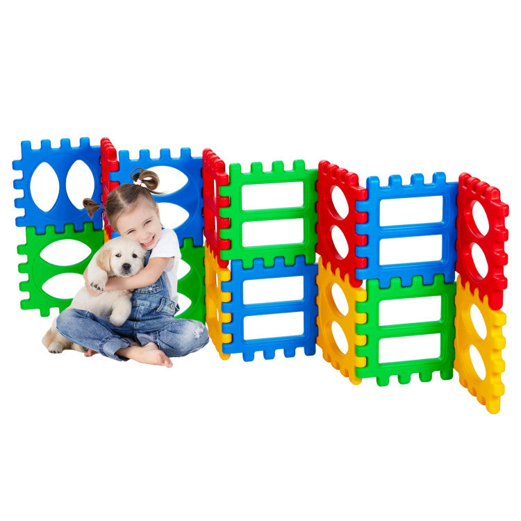 Costway 32 Pieces Big Waffle Block Set Kids Educational Stacking Building Toy