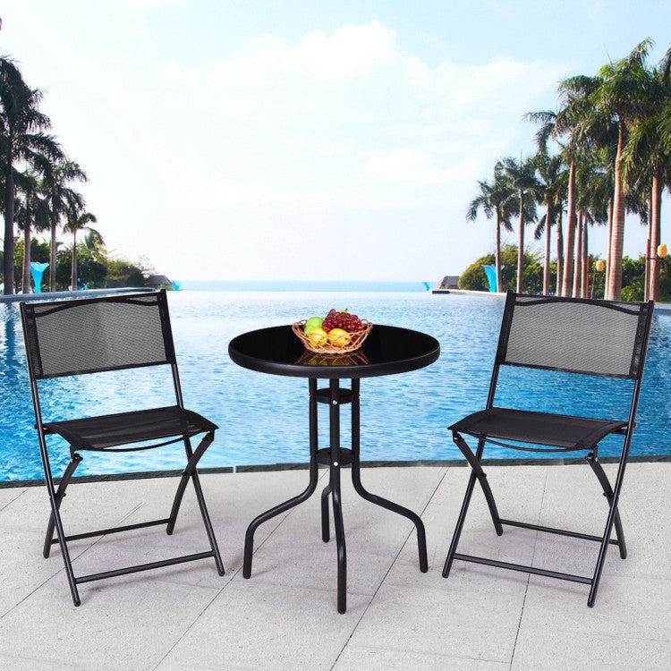 3-Piece Folding Table Chairs Set for Indoor and Outdoor