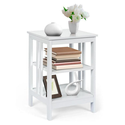 3-Tier Nightstand Sofa Side Table with Baffles and Round Corners