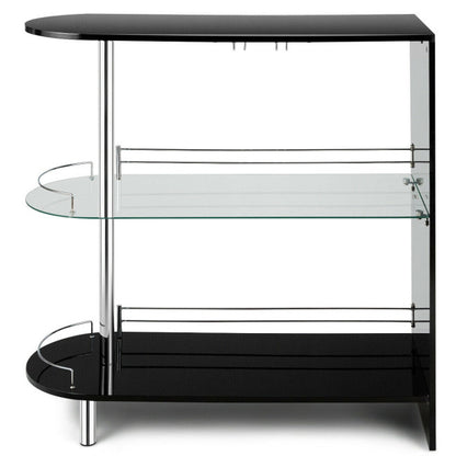 2-holder Bar Table withTempered Glass Shelf