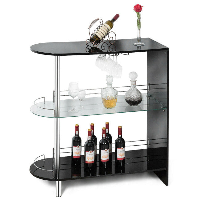 2-holder Bar Table withTempered Glass Shelf