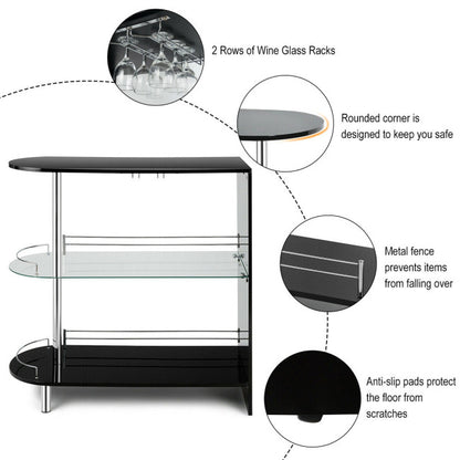 2-holder Bar Table withTempered Glass Shelf