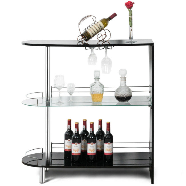 2-holder Bar Table withTempered Glass Shelf