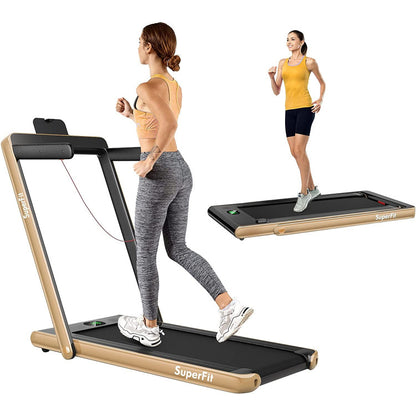 Costway 2.25HP 2-in-1 Folding Treadmill with Bluetooth Speaker Remote Control